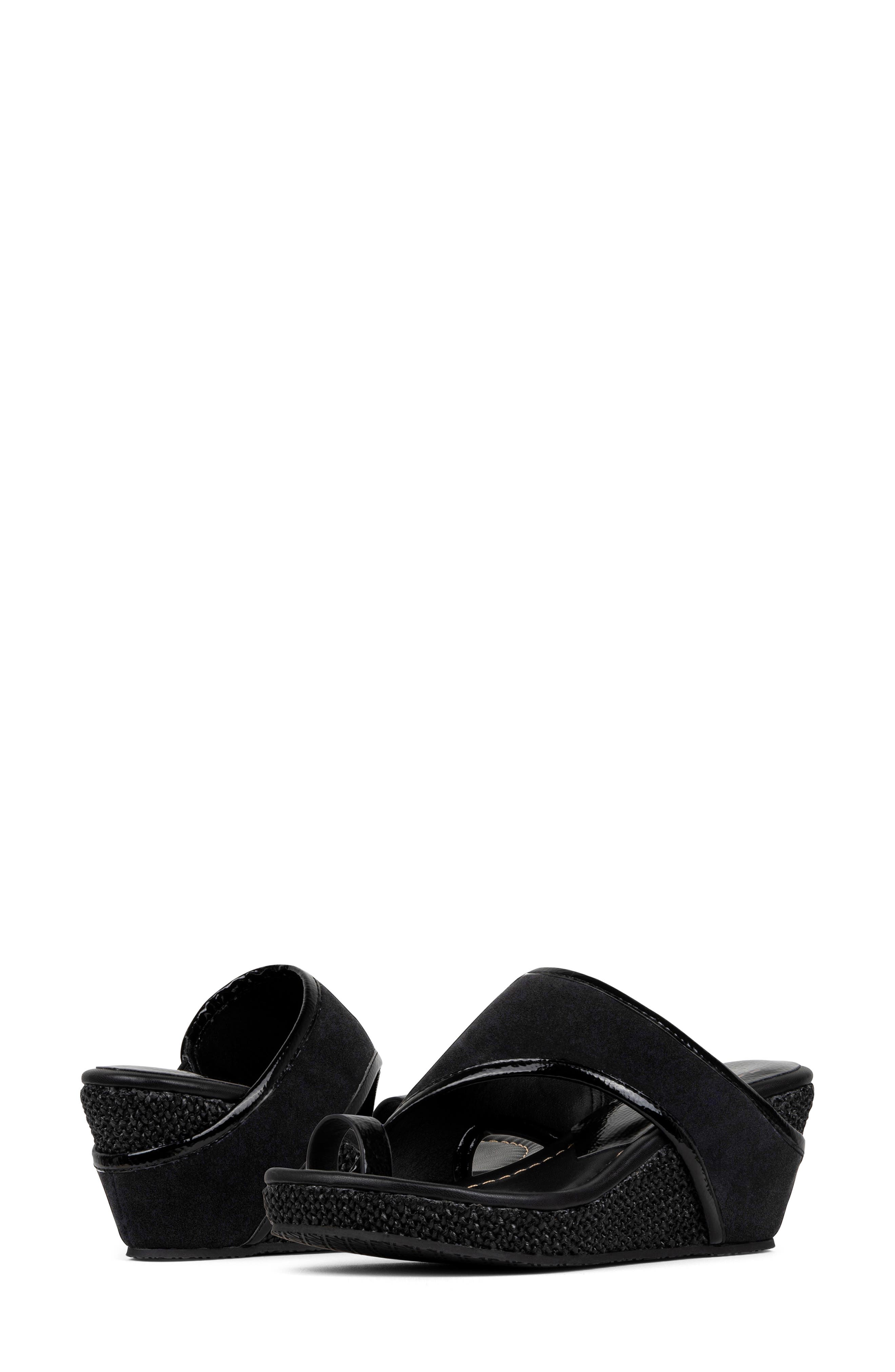 Donald Pliner Gyer Leather Wedge Sandal, Alternate, color, Black