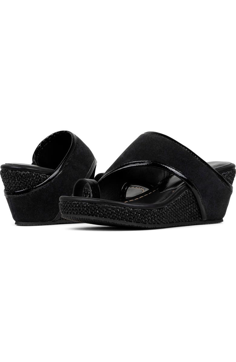 Donald Pliner Gyer Leather Wedge Sandal, Alternate, color, Black