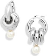 Simone Rocha Stacked Link Faux Pearl Hoop Earrings
