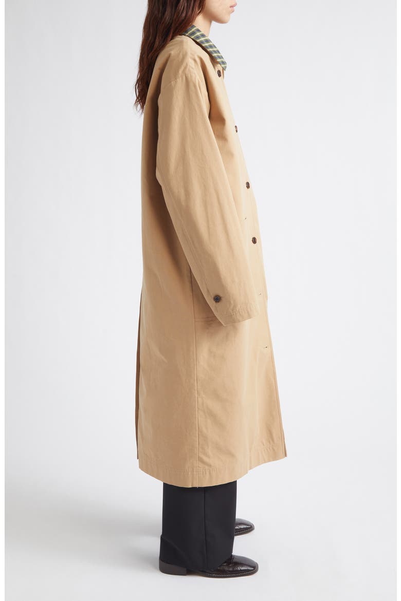 Reversible Contrast Panel Cotton Coat, Alternate, color, BEIGE