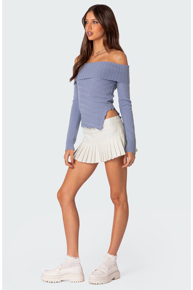 Sonya Foldover Off the Shoulder Sweater, Alternate, color, BLUE