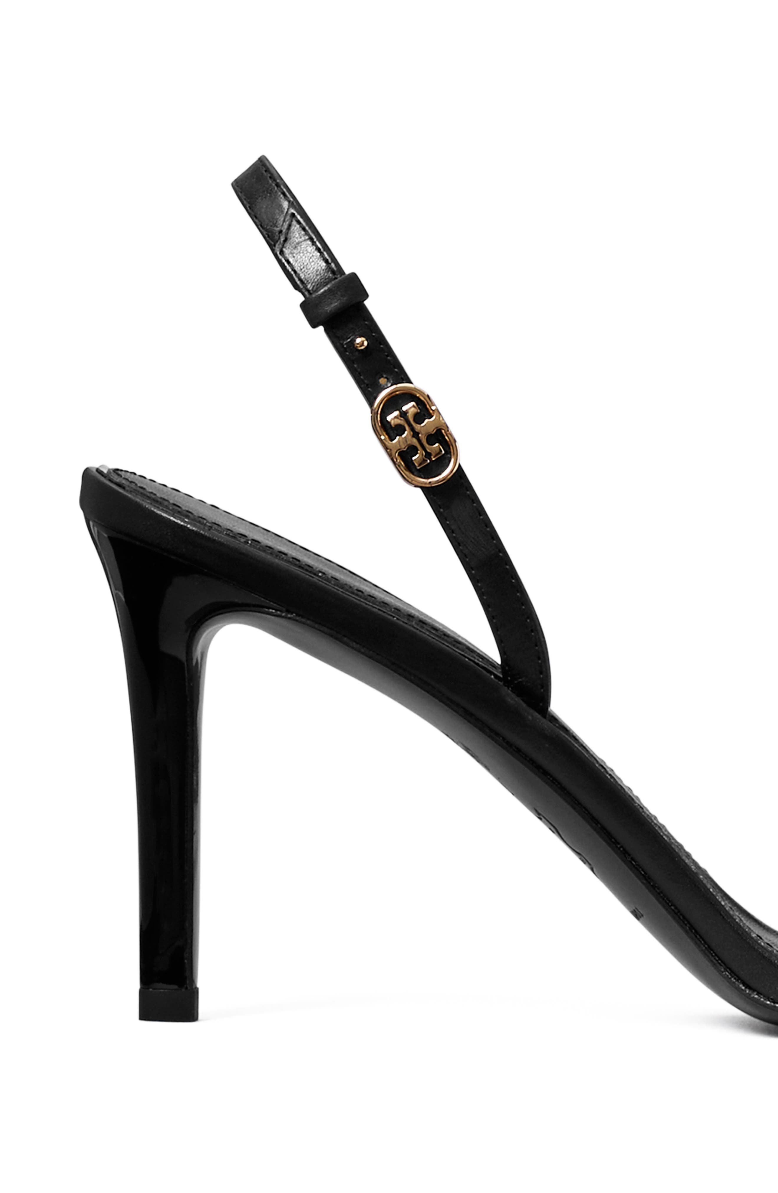 Tory Burch Double T Buckle Slingback Sandal, Alternate, color, Perfect Black