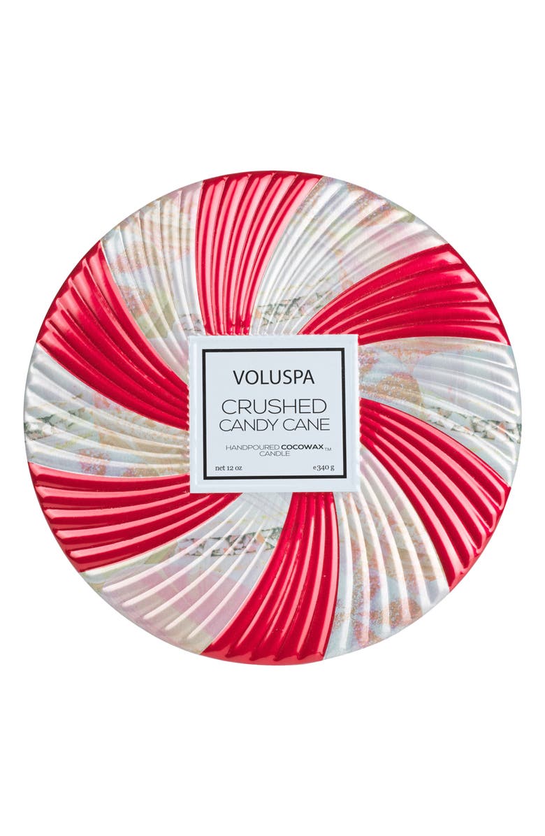Voluspa Crushed Candy Cane 3-Wick Decorative Tin Candle, Alternate, color,