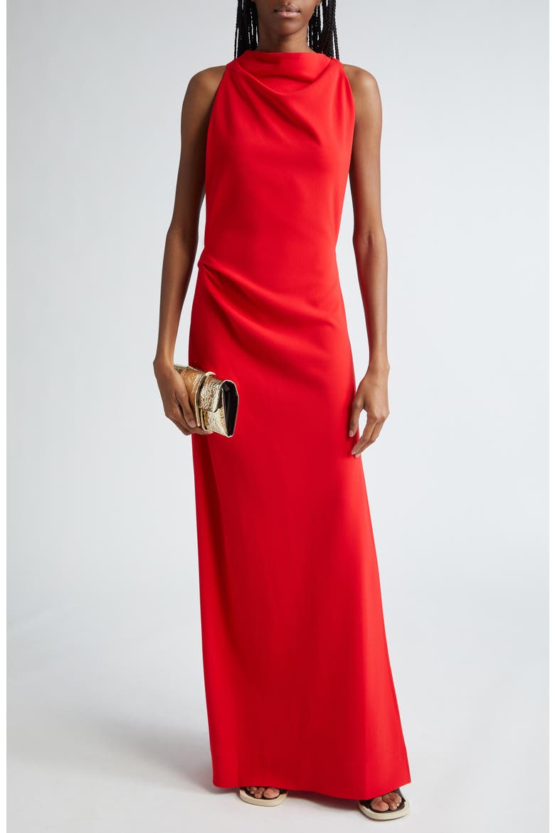 Faye Draped Backless Gown, Main, color, RED