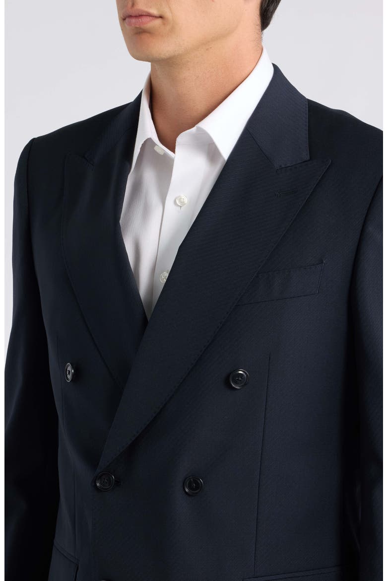 Huge Stretch Virgin Wool Double Breasted Suit, Alternate, color, DARK BLUE