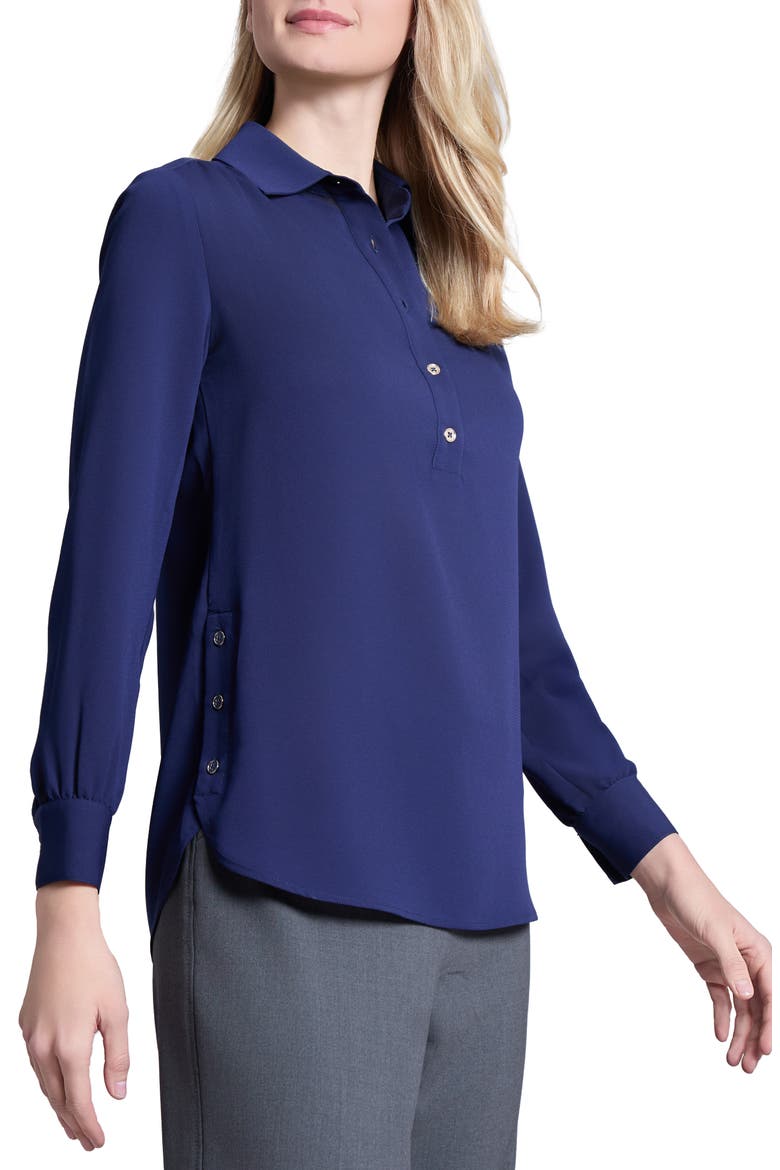 Side Button Popover Tunic Top, Alternate, color, PACIFIC NAVY