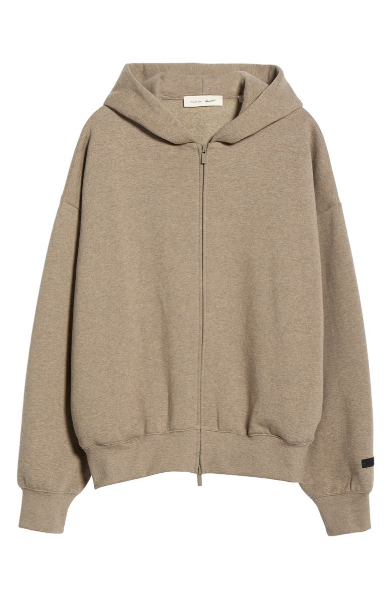 Fear of God Essentials Classic Fit Fleece Zip-Up Hoodie, Alternate, color, Concrete/Dark Concrete Heather