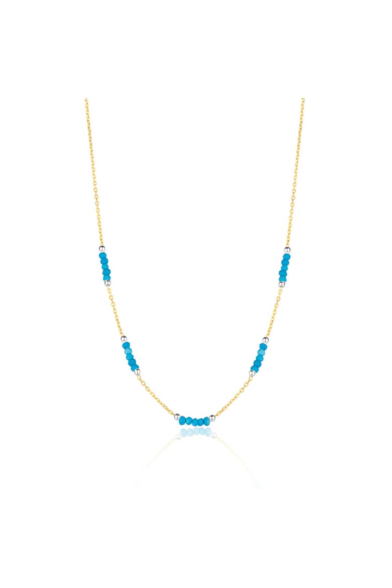 Turquoise Beaded Sterling Silver Chain Necklace in Gold, Main, color, Gold
