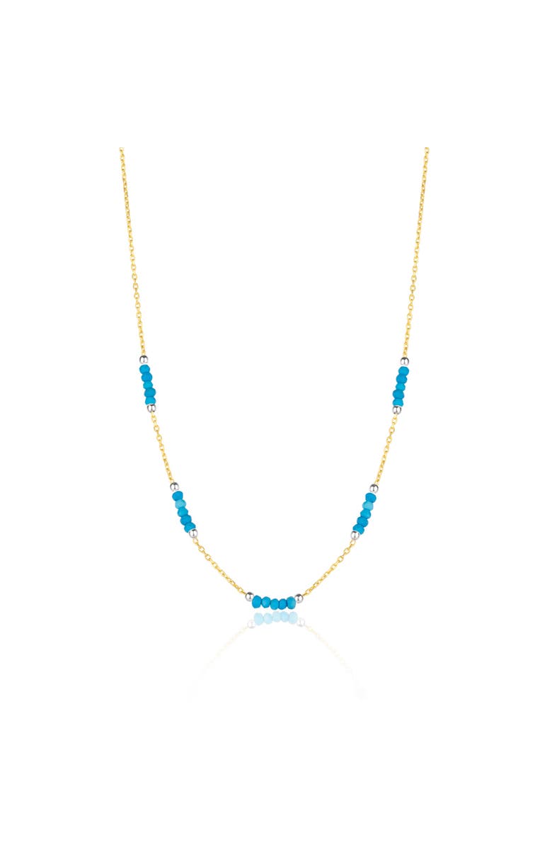 Spero London Turquoise Beaded Sterling Silver Chain Necklace in Gold, Main, color, Gold