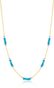 Spero London Turquoise Beaded Sterling Silver Chain Necklace in Gold