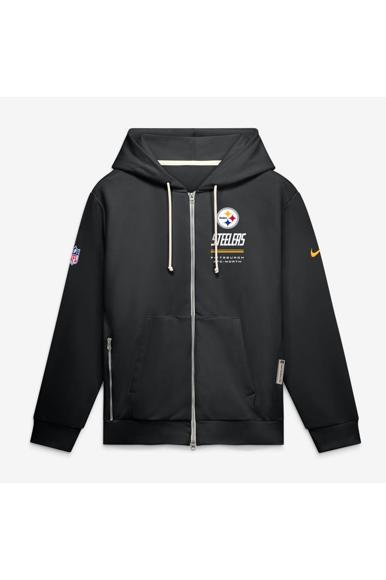 Men's Nike Black Pittsburgh Steelers Sideline Standard Issue Quarterback Scramble Dri-FIT Full-Zip Hoodie, Main, color, Black