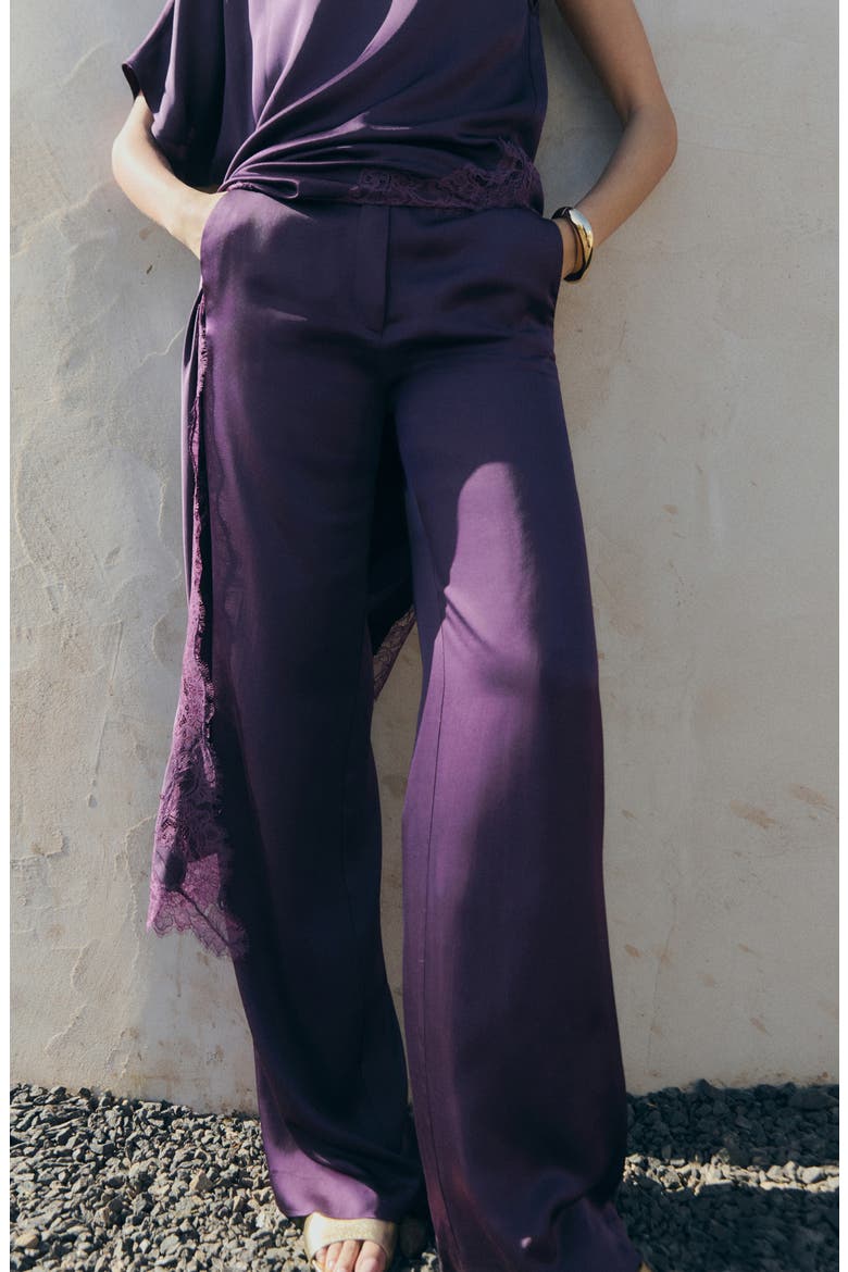 Straight Mid Rise Pants, Alternate, color, PURPLE