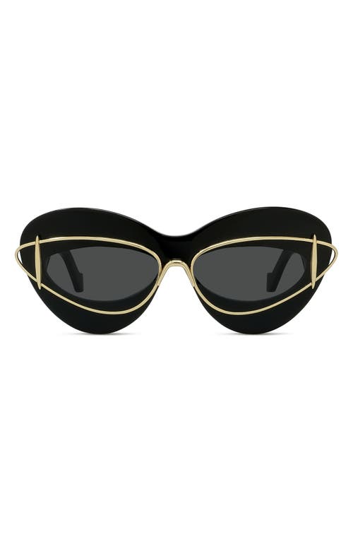 Loewe Double Frame 67mm Oversize Cat Eye Sunglasses In Black
