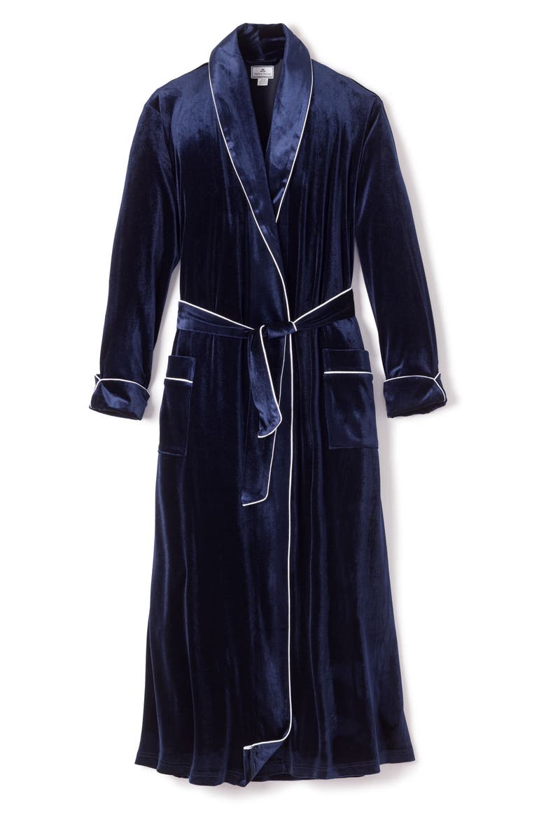 Women's Velour Robe, Alternate, color, NAVY