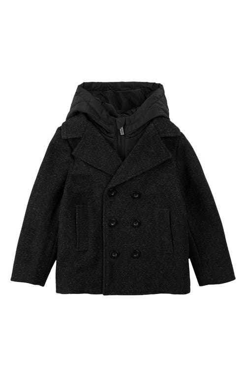 Miles The Label Kids' Heathered Peacoat In Gray