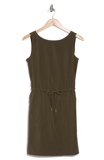 Calvin Klein Commuter Sleeveless Drawstring Waist Sheath Dress