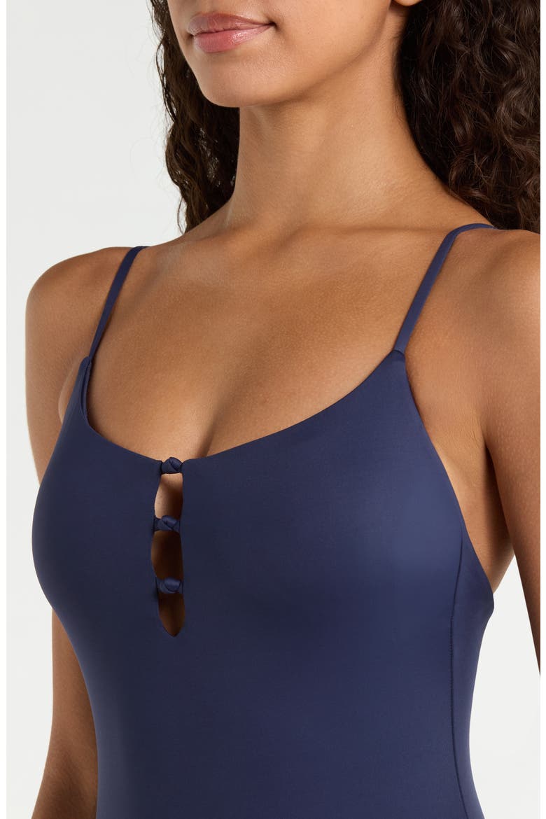 Knotted Keyhole One-Piece Swimsuit, Alternate, color, DARK NAVY