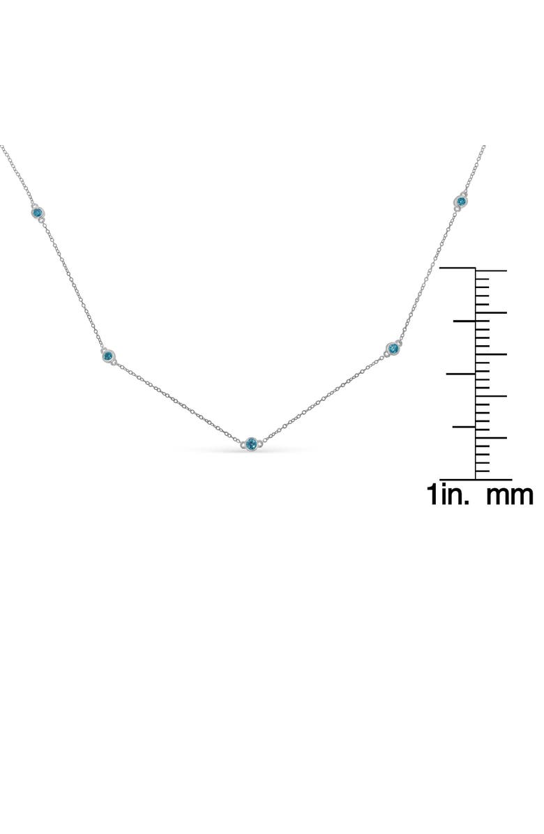 Haus of Brilliance Silver 1/2 Cttw Treated Blue Diamond Bezel Station Necklace, Alternate, color, White