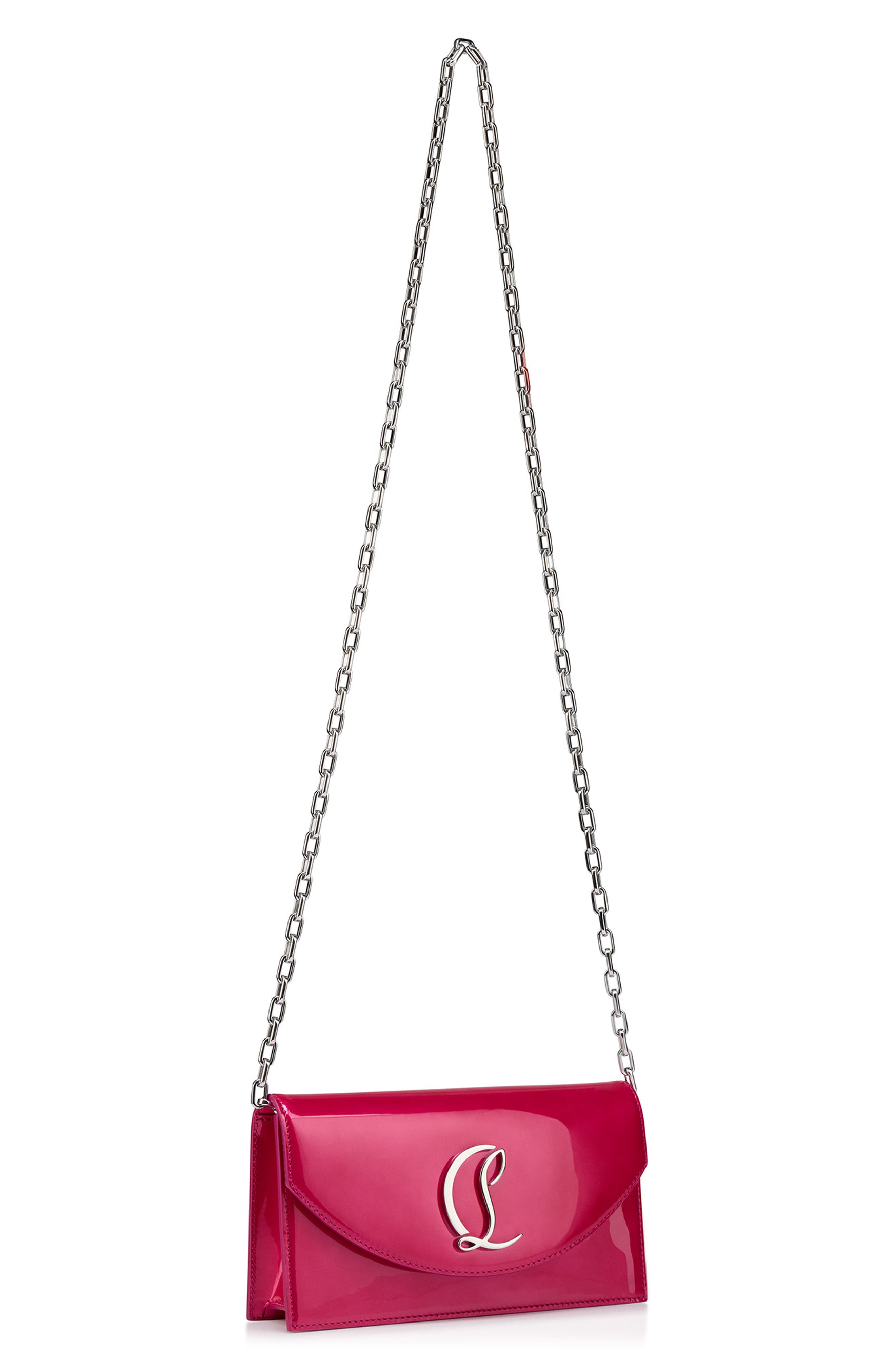 Loubi54 Patent Leather Clutch, Alternate, color, PINUP/ SILVER