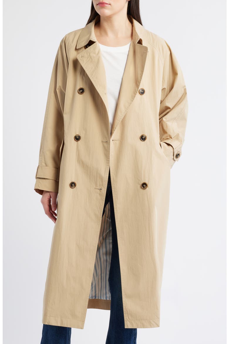 Long Double Breasted Trench Coat, Alternate, color, CRISP KHAKI