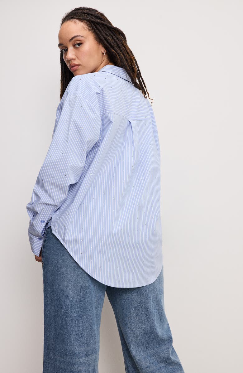 Good American Rhinestone Poplin Shirt, Alternate, color,
