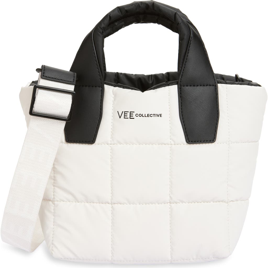 Veecollective Mini Porter Water Resistant Quilted Recycled Nylon Tote In White