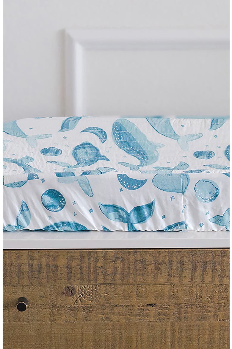 Quilted Changing Pad Cover, Alternate, color, BLUE/ WHITE