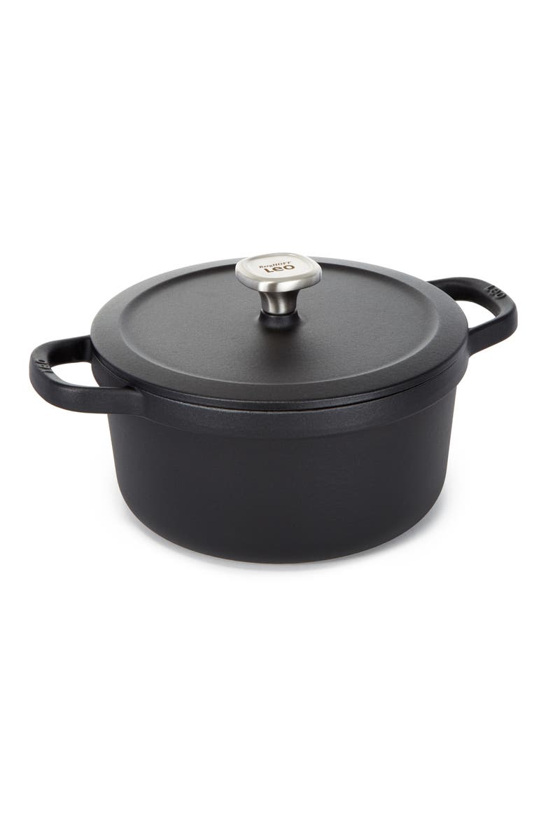Leo Graphite 6-Quart Cast Iron Stock Pot, Alternate, color, BLACK