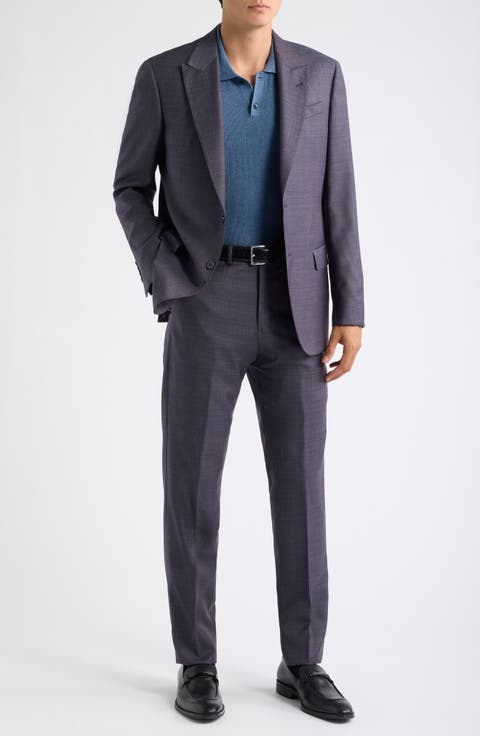 G-Line Purple Mélange Peak Lapel Virgin Wool Suit