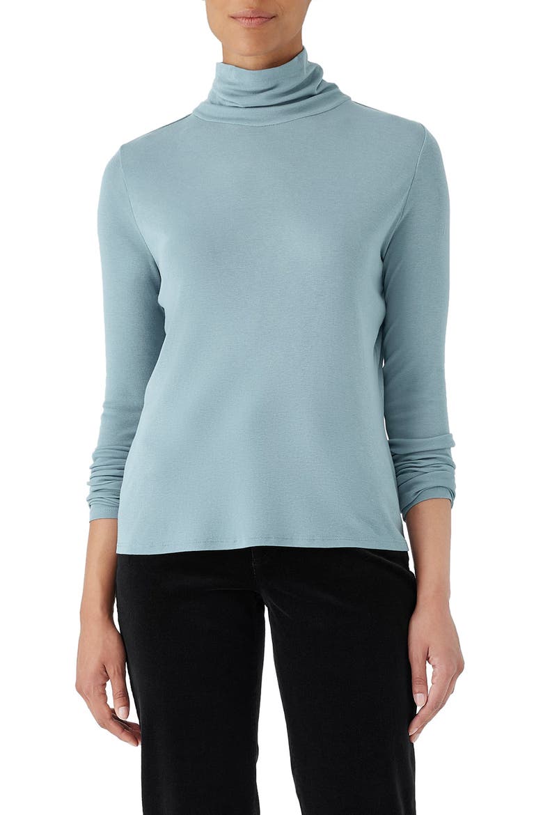 Scrunch Neck Top, Main, color, BLUE STEEL