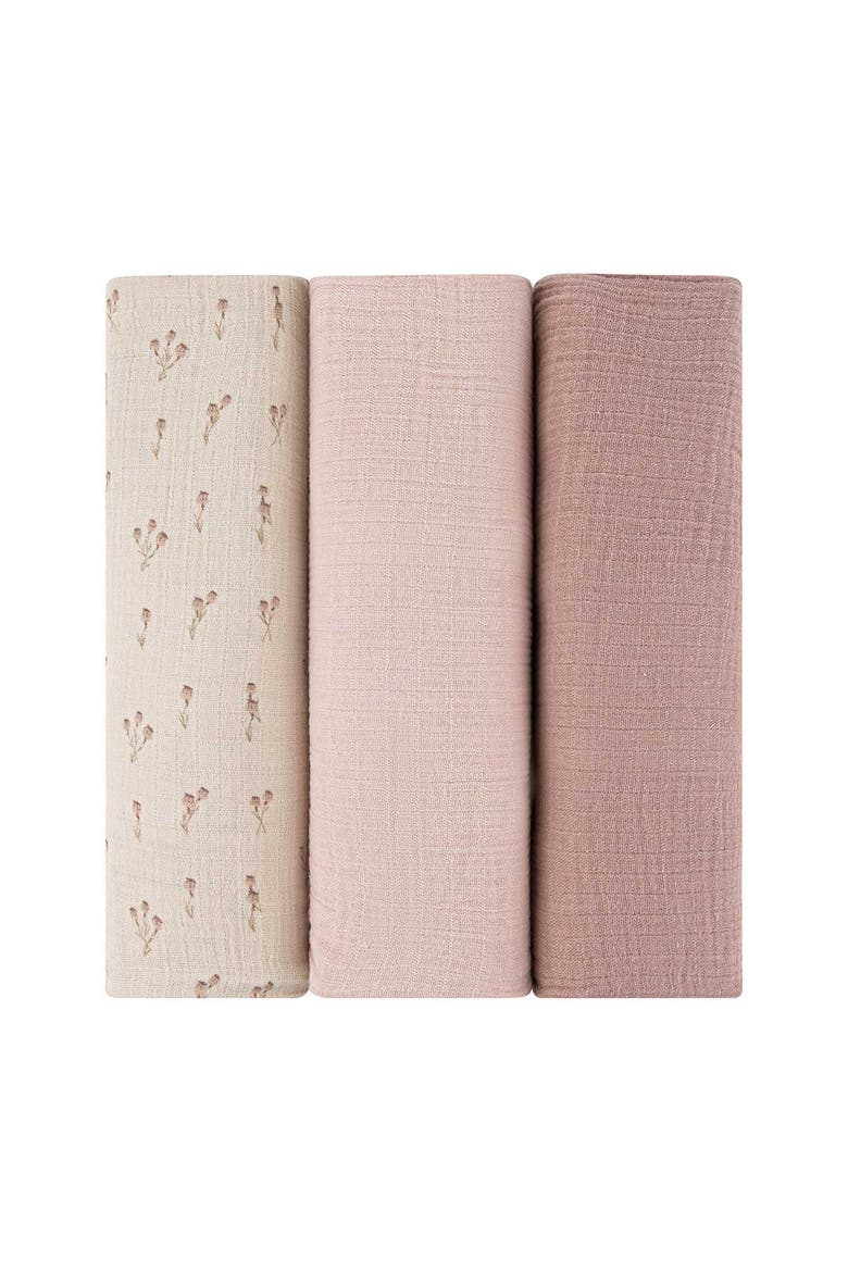 Cotton Muslin Swaddle Blanket 3 Pack, Main, color, Mauve Bluebell
