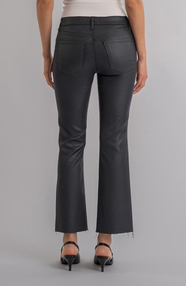 KUT from the Kloth Kelsey Coated Raw Hem High Waist Ankle Flare Jeans, Alternate, color, Silver Bell