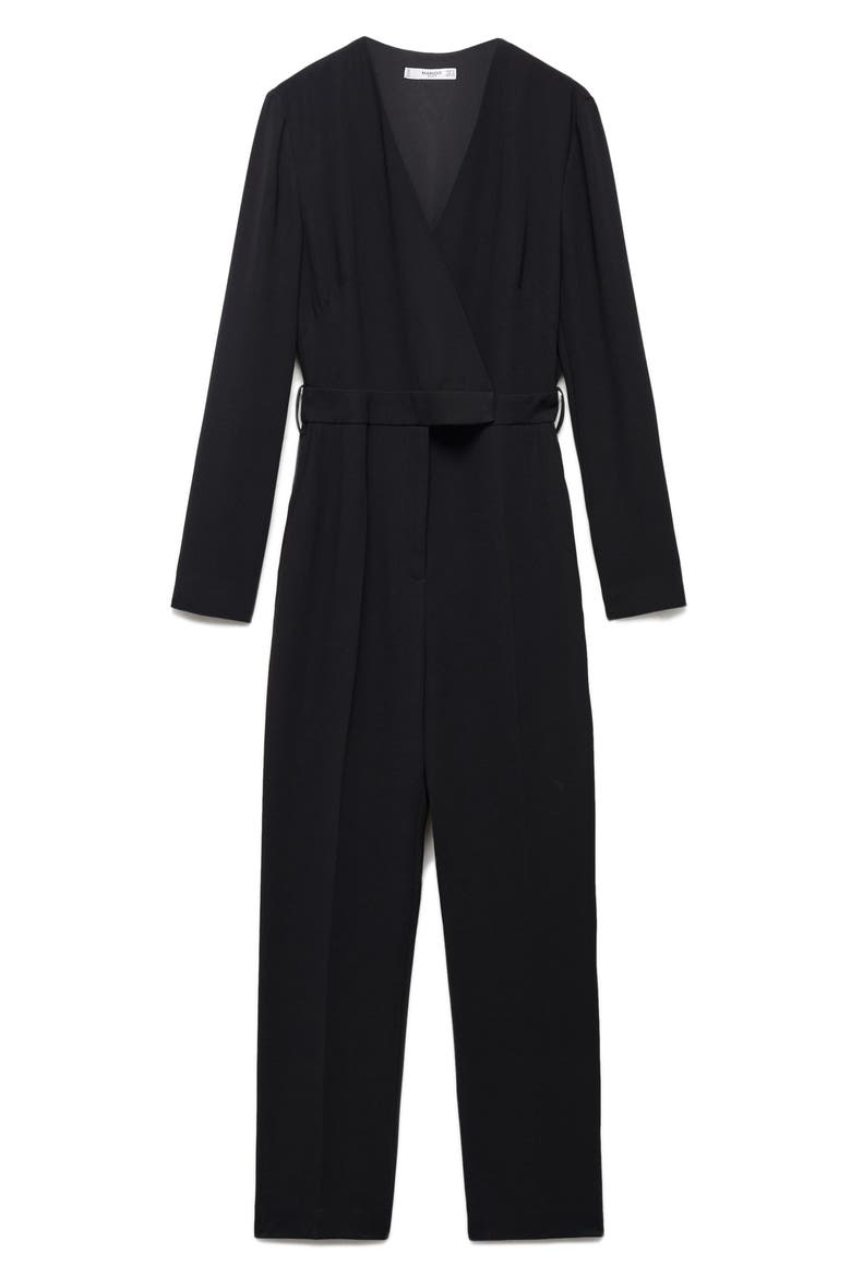 Faux Wrap Jumpsuit, Alternate, color, BLACK