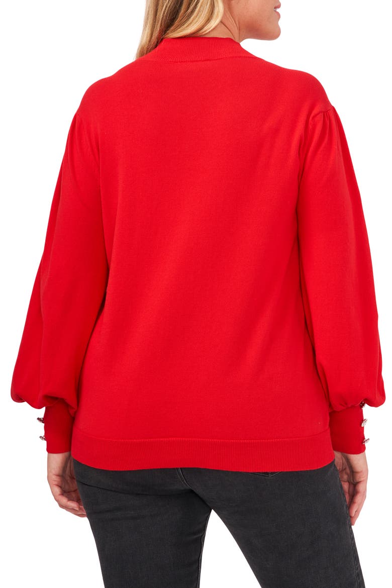 Mock Neck Cotton Sweater, Alternate, color, LUMINOUS RED