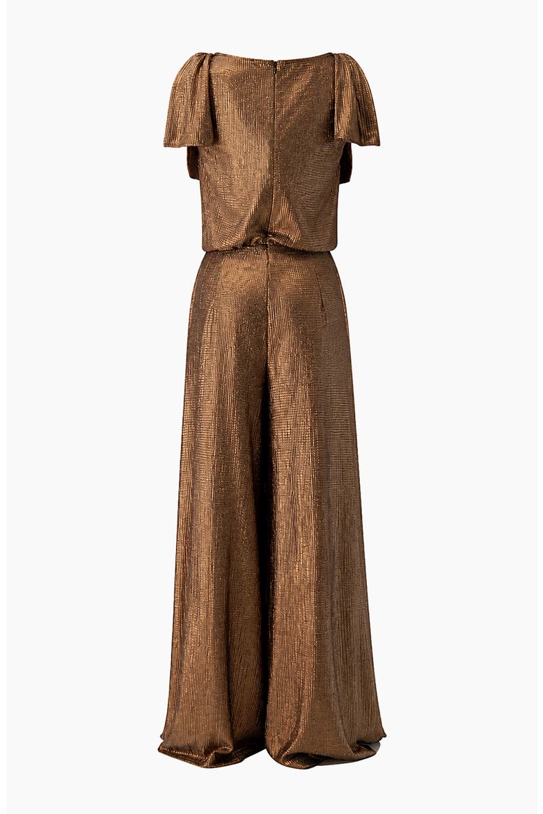 Shoulder-Tie Metallic Jumpsuit, Alternate, color, Copper