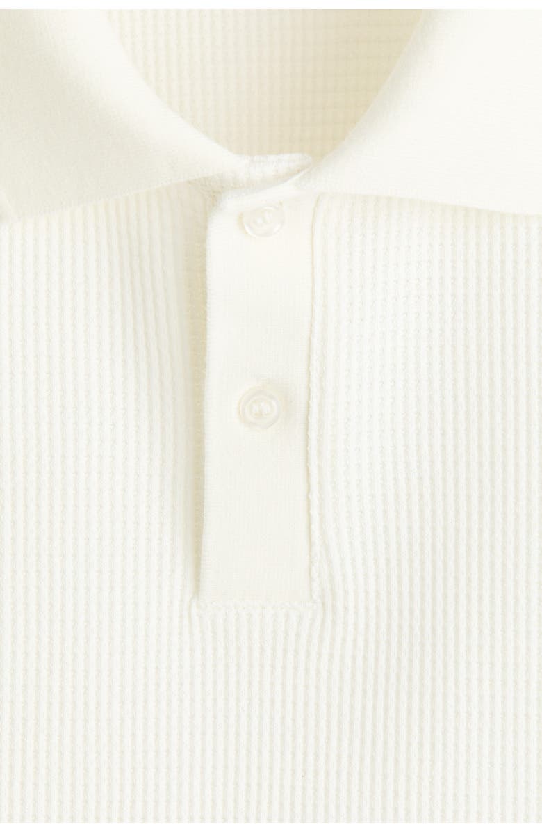 H&M Slim Fit Waffle-knit Polo Shirt, Alternate, color, Cream