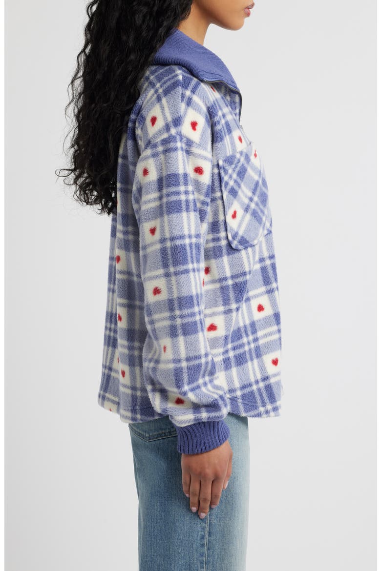 Plaid Fleece Jacket, Alternate, color, BLUE HEART PLAID
