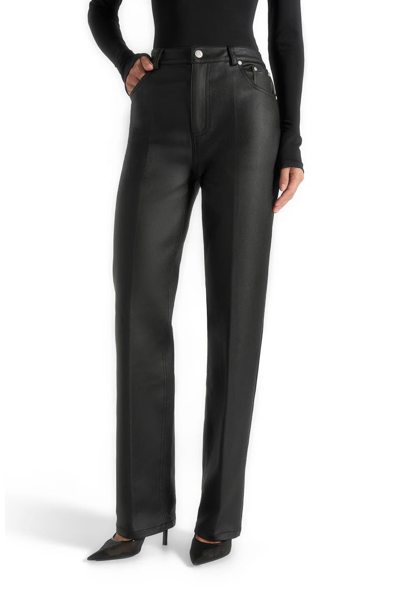 Jana Wax Effect Denim Boyfriend Jeans, Alternate, color, Black