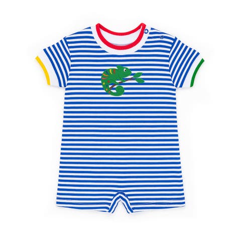 Stripe Knit Shortall With Lizard (Baby)