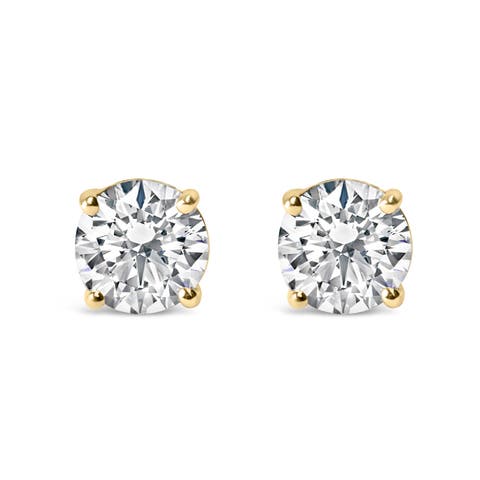 14K Gold 2.00 Cttw Lab Grown Diamond Solitaire Stud Earrings