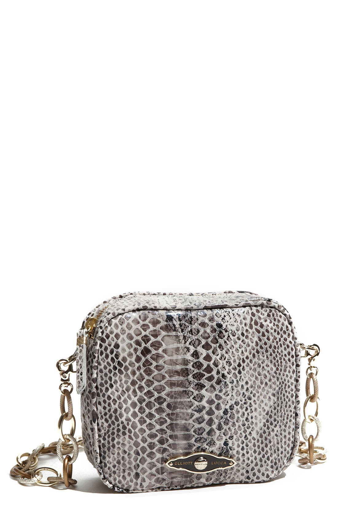 'Millana Camera' Snake Embossed Crossbody Bag, Main, color, BLACK/ WHITE SNAKE
