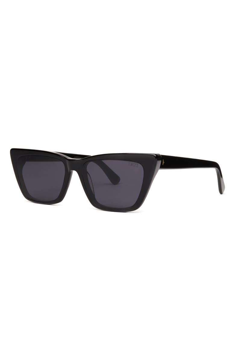 DEZI Gato 55mm Cat Eye Sunglasses, Alternate, color, Black / Dark Smoke