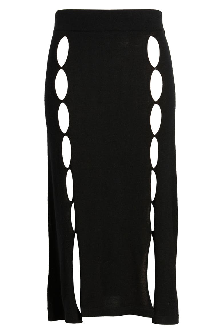 River Wool Skirt, Alternate, color, BLACK