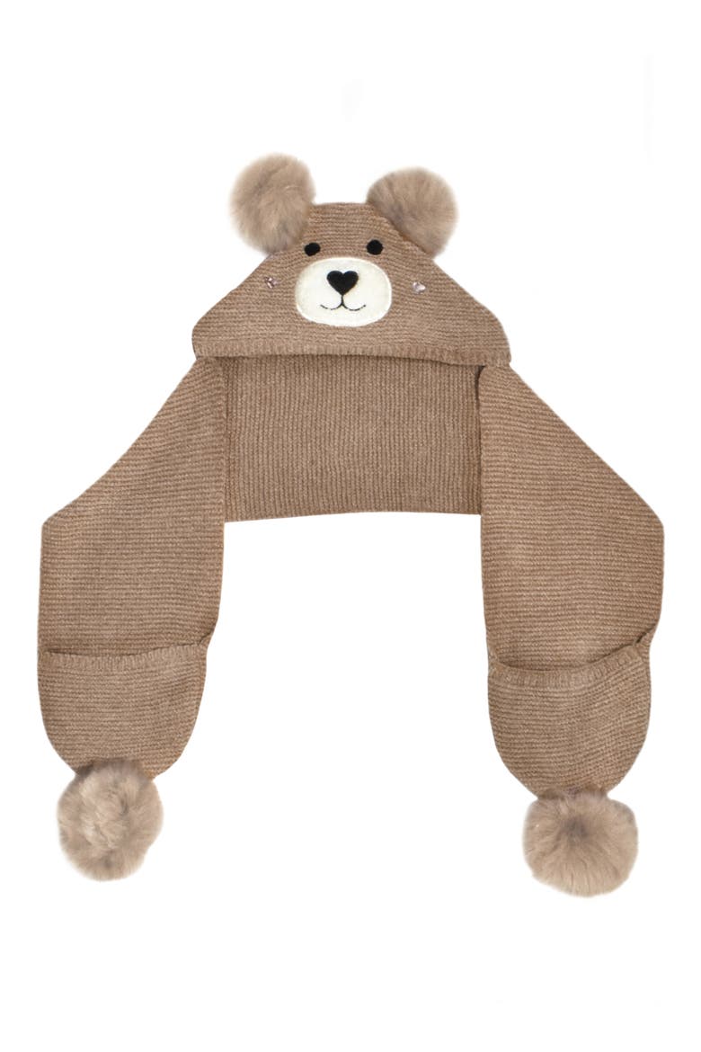 Kids' Winny Teddy Hoodie Scarf, Main, color, MOCHA