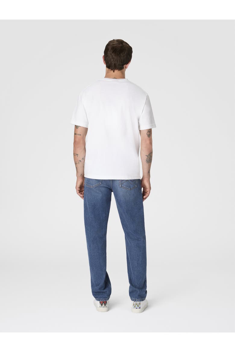 Crew-neck Cotton T-shirt With Irregular Zigzag Print, Alternate, color, White & Green