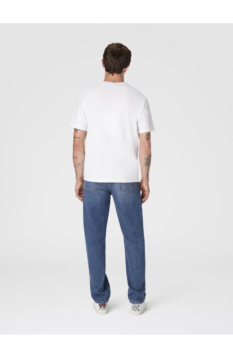 UM Crew-neck Cotton T-shirt With Irregular Zigzag Print, Alternate, color, White & Green