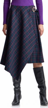 Avec Les Filles Plaid Scarf Midi Skirt