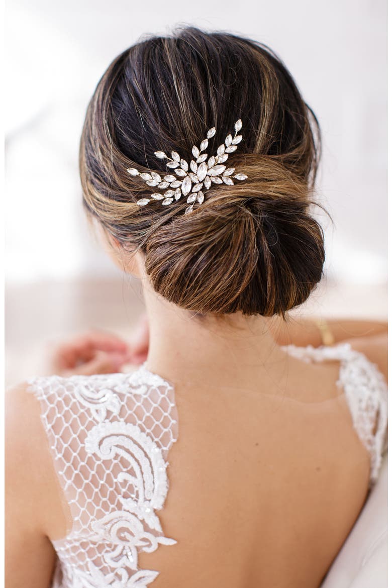Isadora Crystal Hair Clip, Alternate, color, GOLD