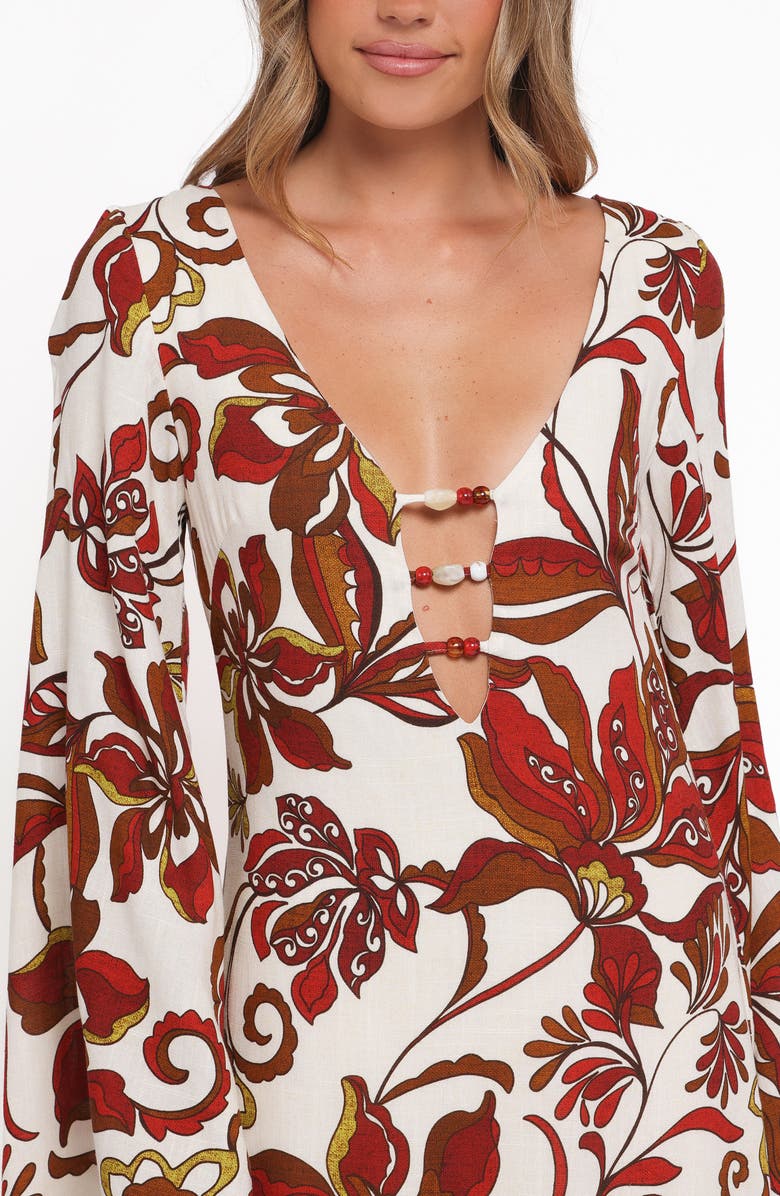 Petal & Pup Inala Long Sleeve Maxi Dress, Alternate, color, Brown Floral