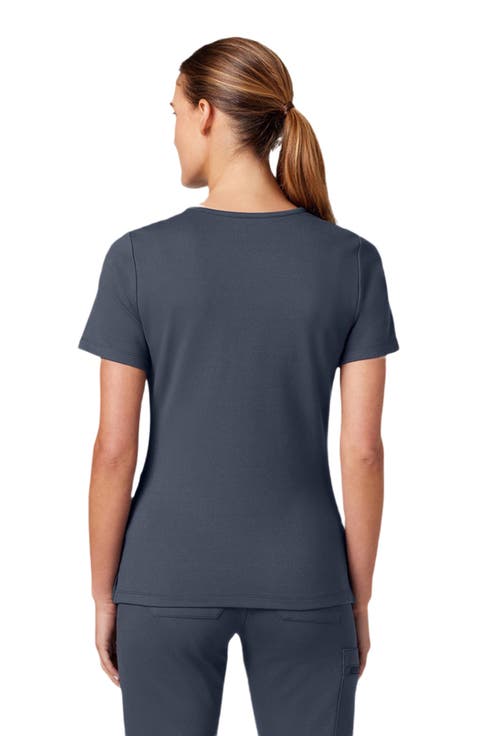 Cesi Women's 2-Pocket Slim Knit V-Neck Scrub Top